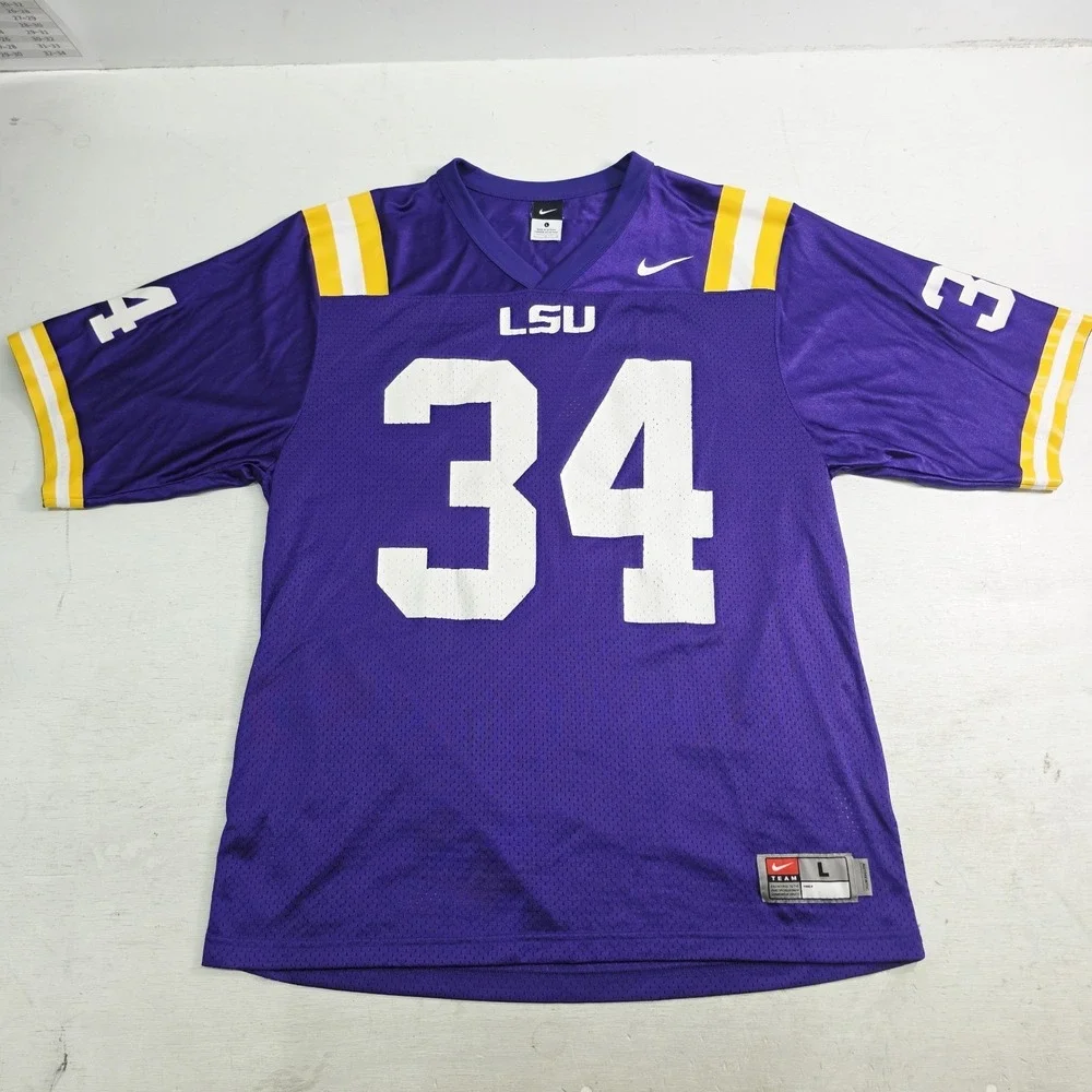 Vintage LSU Tigers NCAA Nike Team Authentic Purple Mesh Jersey #34 Mens XL EUC